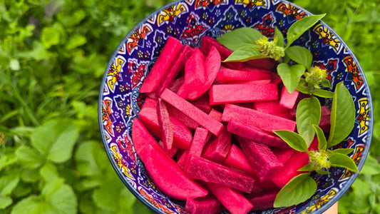 Quick Korean Pink Pickled Radish (No Canning Refrigerator Pickles)