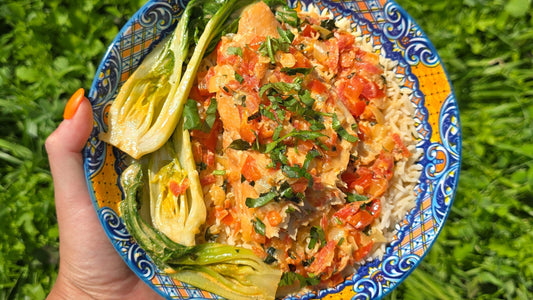 Lemon Basil Coconut Snapper with Bok Choy
