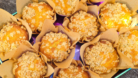 Easy Passion Fruit Orange Muffins with Crumb Topping