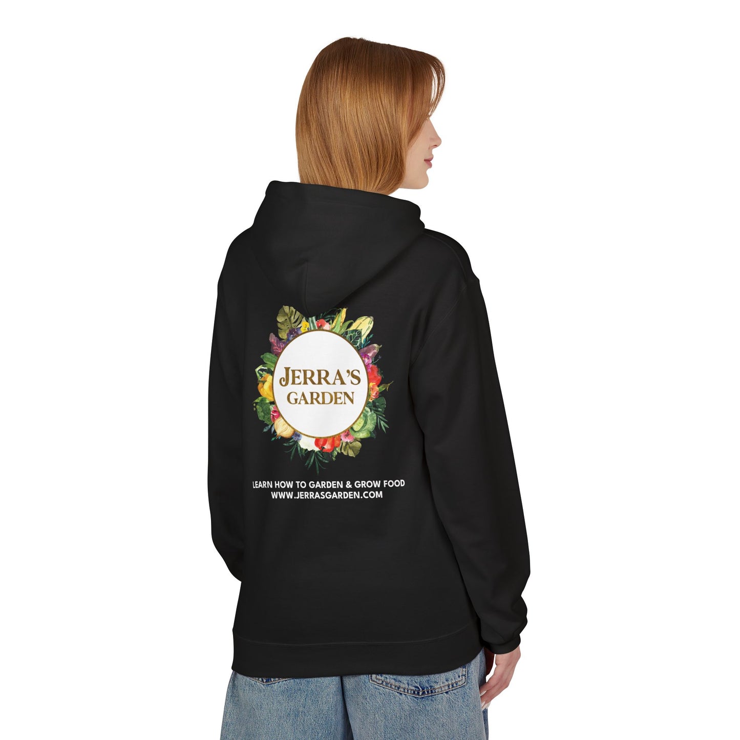 Jerra’s Garden Logo Hoodie | Learn How to Garden & Grow Food (Unisex Fleece)