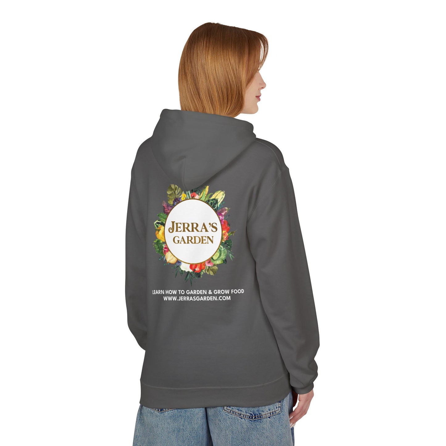 Jerra’s Garden Logo Hoodie | Learn How to Garden & Grow Food (Unisex Fleece)