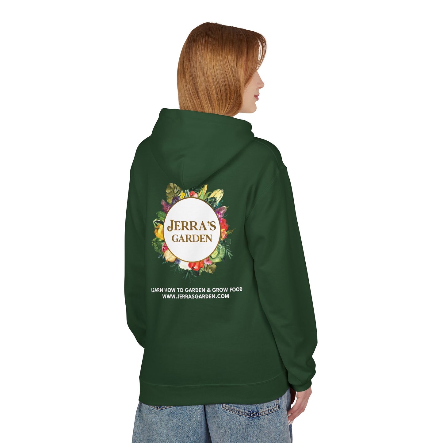 Jerra’s Garden Logo Hoodie | Learn How to Garden & Grow Food (Unisex Fleece)