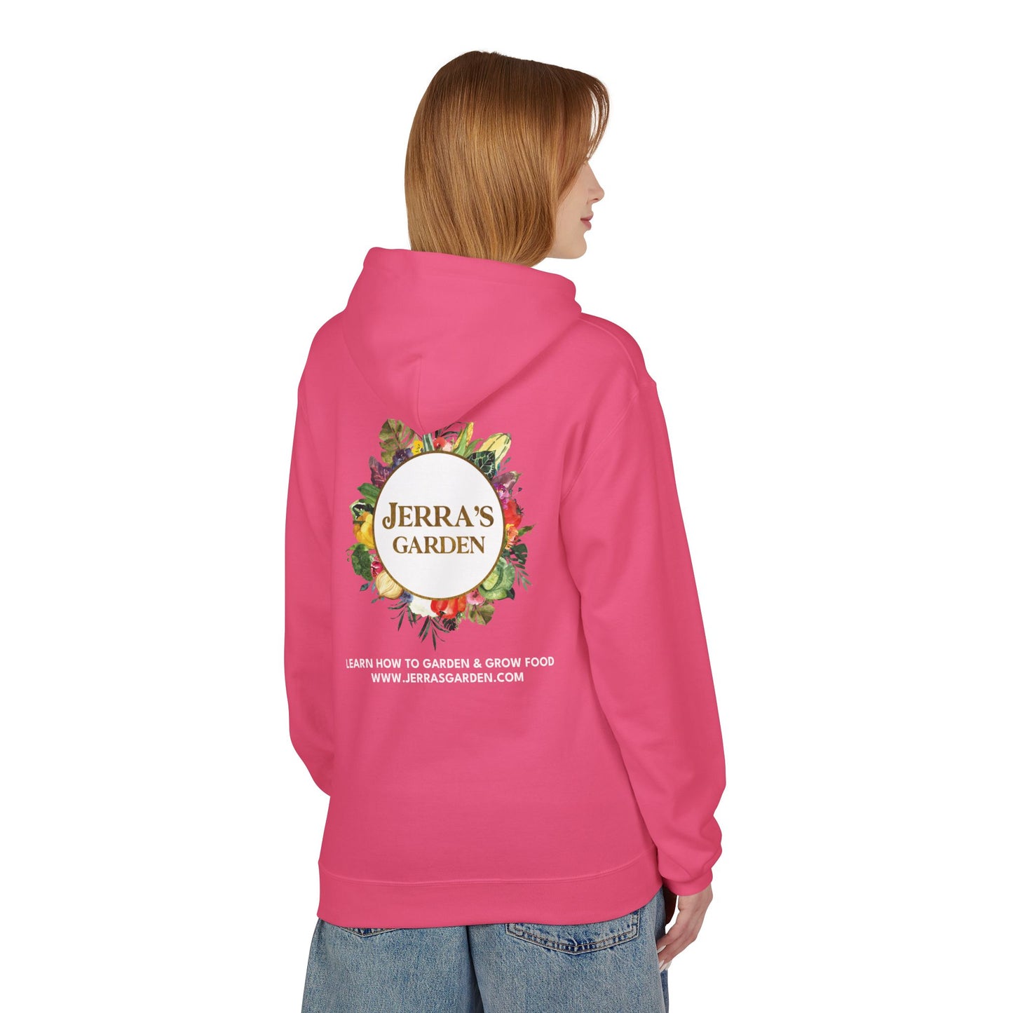 Jerra’s Garden Logo Hoodie | Learn How to Garden & Grow Food (Unisex Fleece)