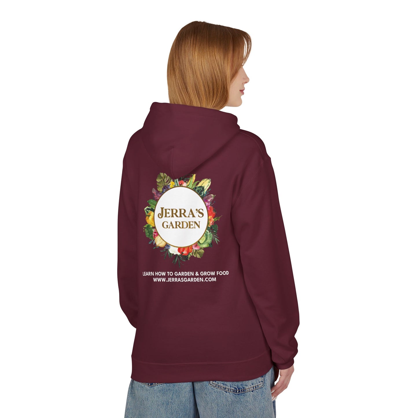 Jerra’s Garden Logo Hoodie | Learn How to Garden & Grow Food (Unisex Fleece)