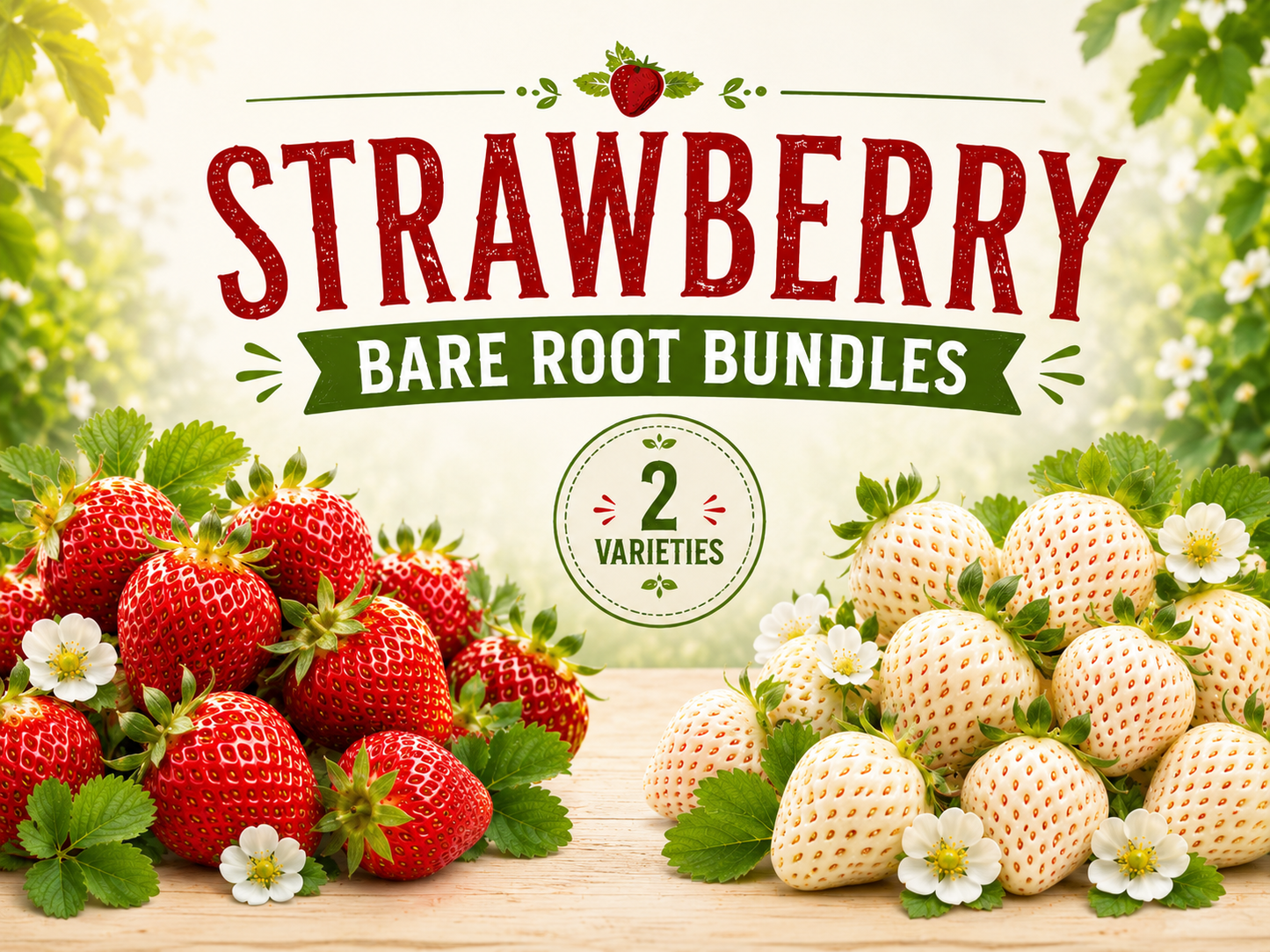 PRE SALE Strawberry Bare Roots — Ember & Florida Pearl Pineberry Varieties